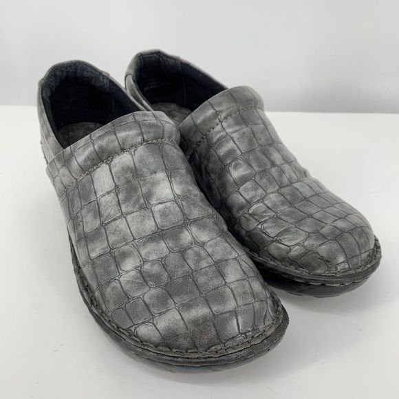 BOC Womens Peggy Clogs Shoes Gray Croc Emboss C45728 Slip On 9 M 2952 - Picture 11 of 11